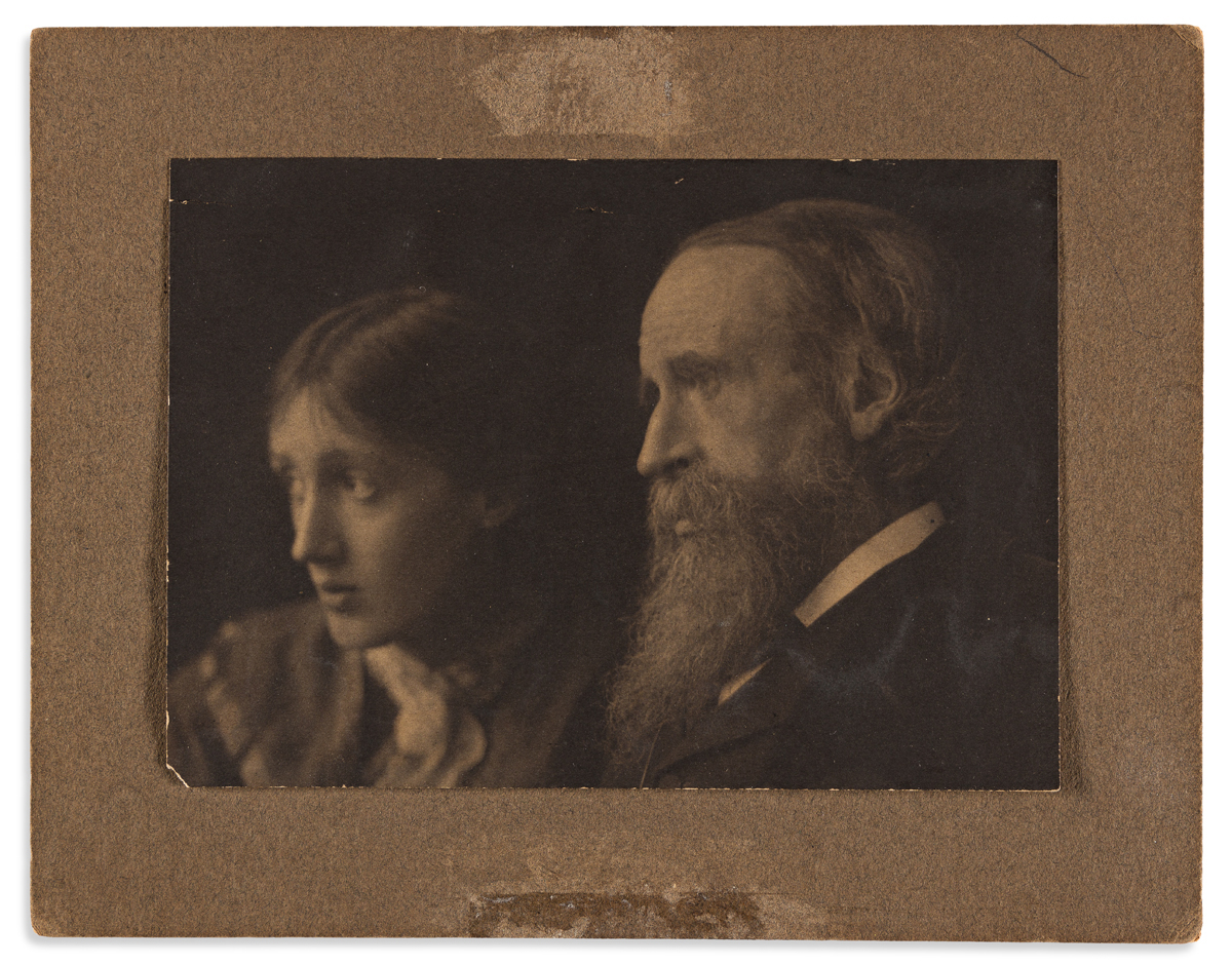 Woolf, Virginia (1882-1941) and her father; Photograph